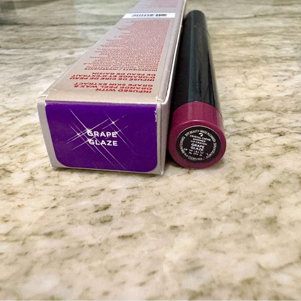 NEW UNUSED Bite Beauty Crystal Crème Shimmer Lip Crayon in Grape Glaze